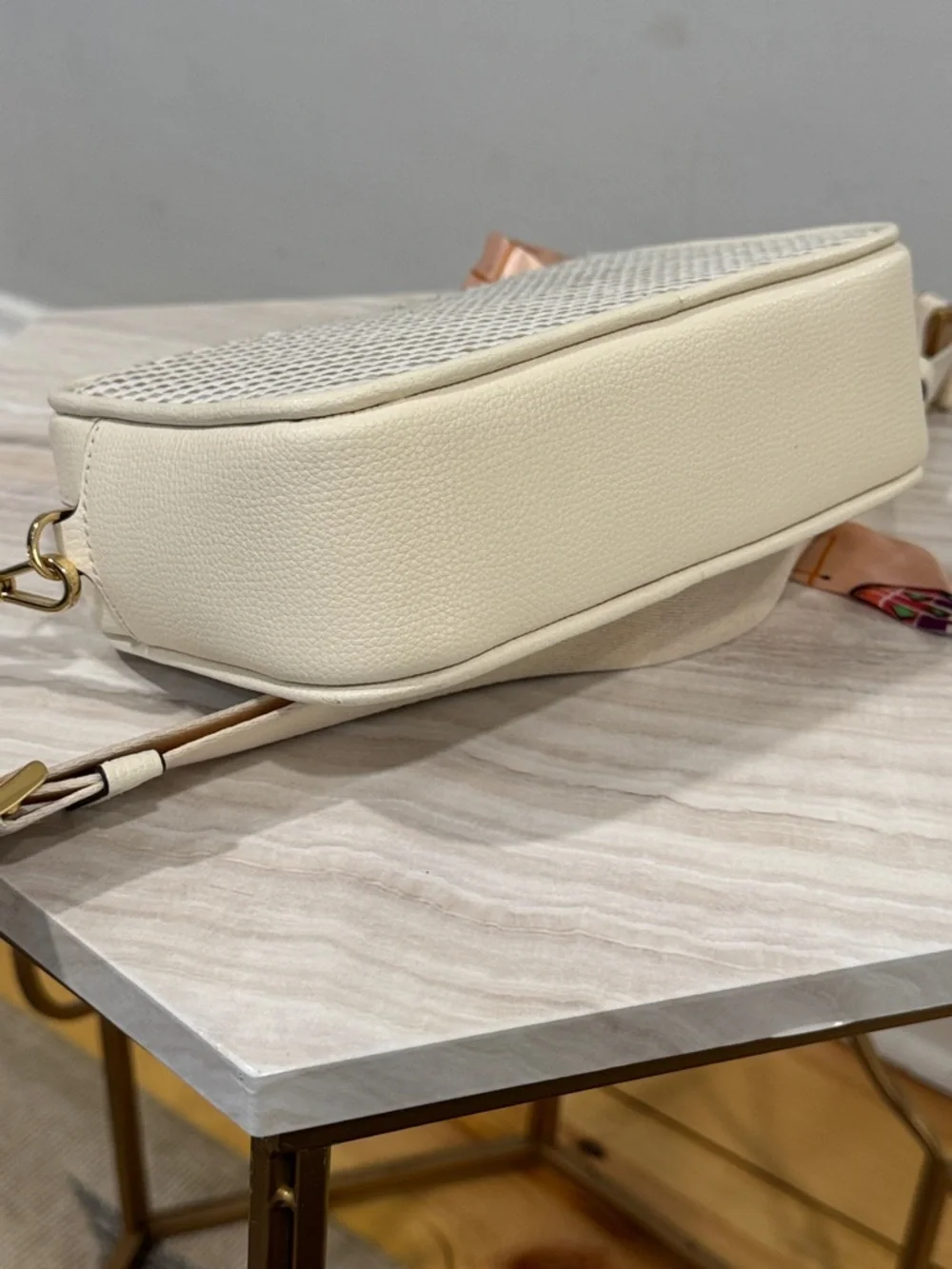 kate spade Bag Oh Snap Straw Camera Logo Woven Cream Crossbody